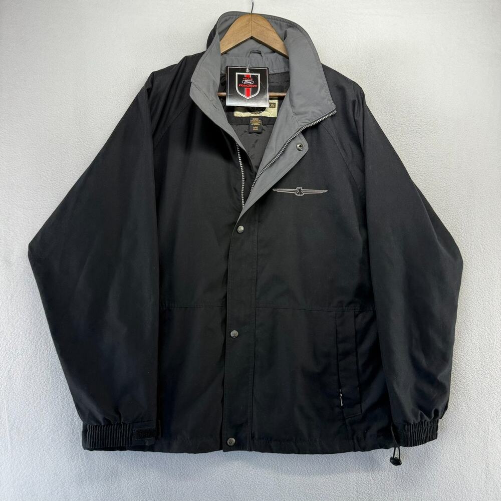 Vintage Ford Thunderbird Jacket Men's Large Black Full Zip Snap Embroidered NEW